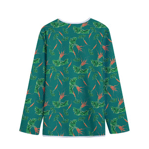 Watercolor Carrot Pattern Print Long Sleeve Short Coat