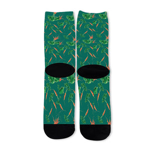 Watercolor Carrot Pattern Print Long Socks