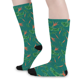 Watercolor Carrot Pattern Print Long Socks