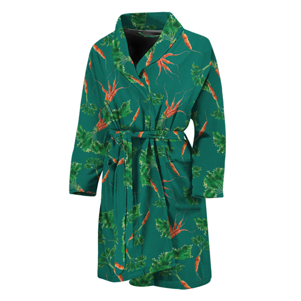 Watercolor Carrot Pattern Print Men's Bathrobe