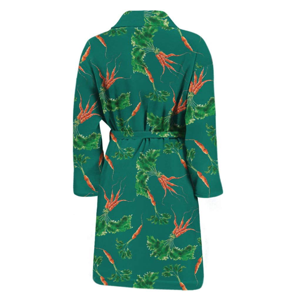 Watercolor Carrot Pattern Print Men's Bathrobe