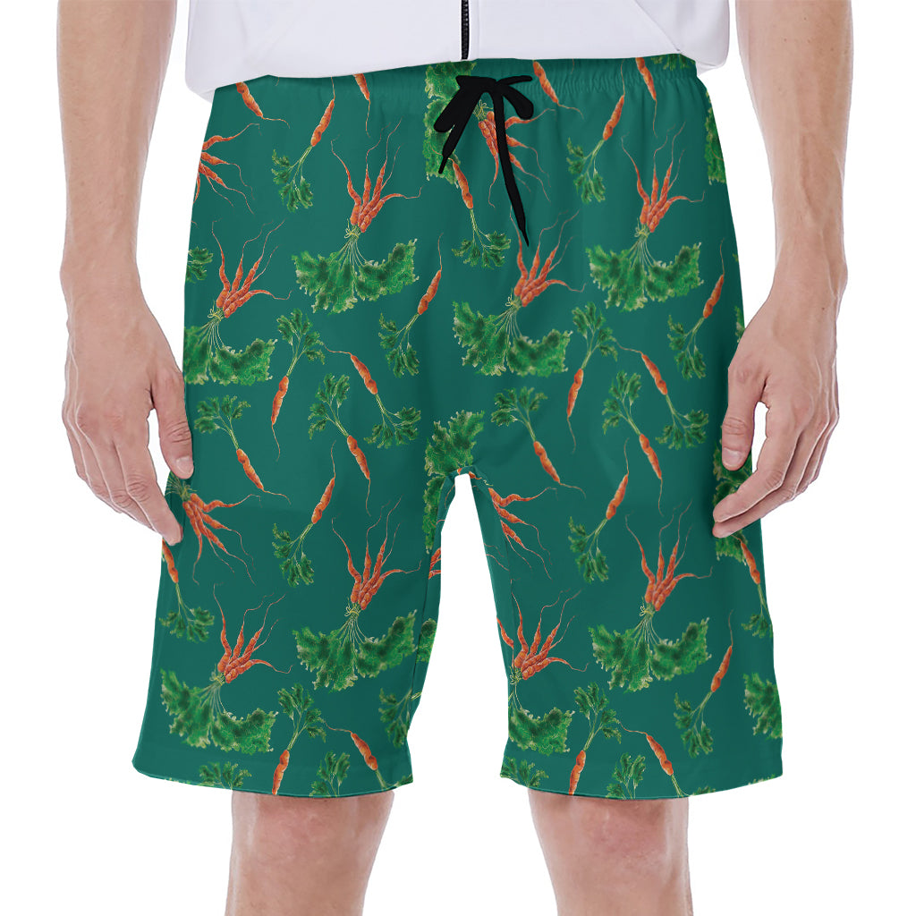 Watercolor Carrot Pattern Print Men's Beach Shorts