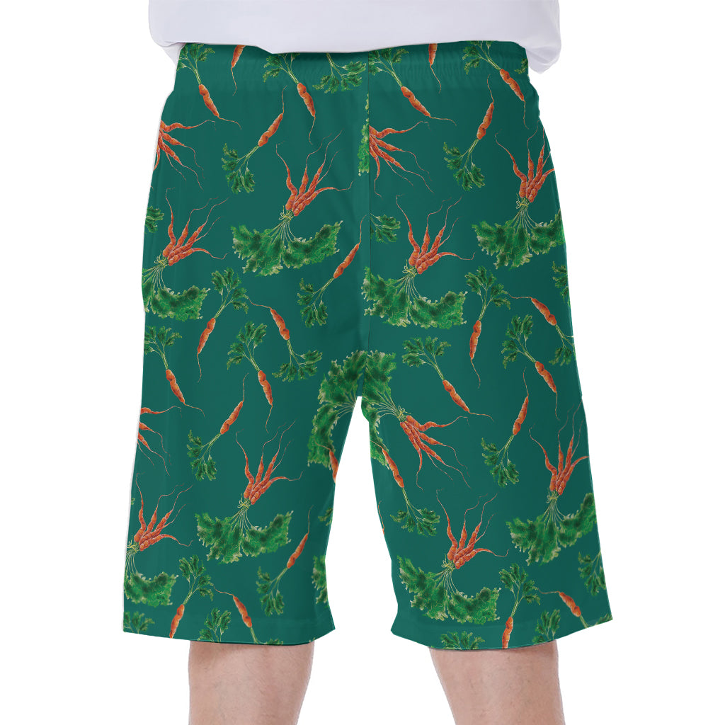 Watercolor Carrot Pattern Print Men's Beach Shorts