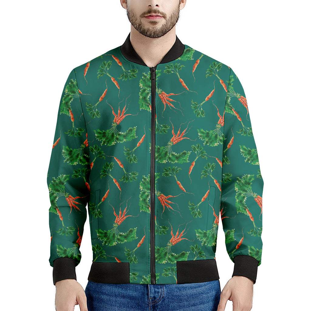 Watercolor Carrot Pattern Print Men's Bomber Jacket