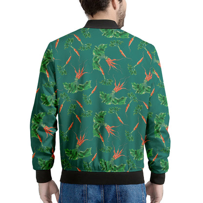 Watercolor Carrot Pattern Print Men's Bomber Jacket