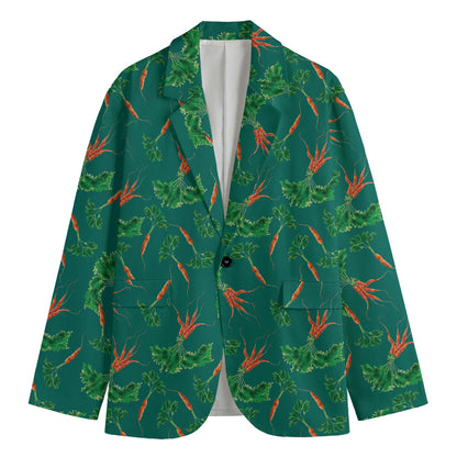Watercolor Carrot Pattern Print Men's Cotton Blazer