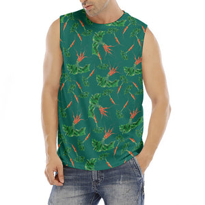 Watercolor Carrot Pattern Print Men's Fitness Tank Top