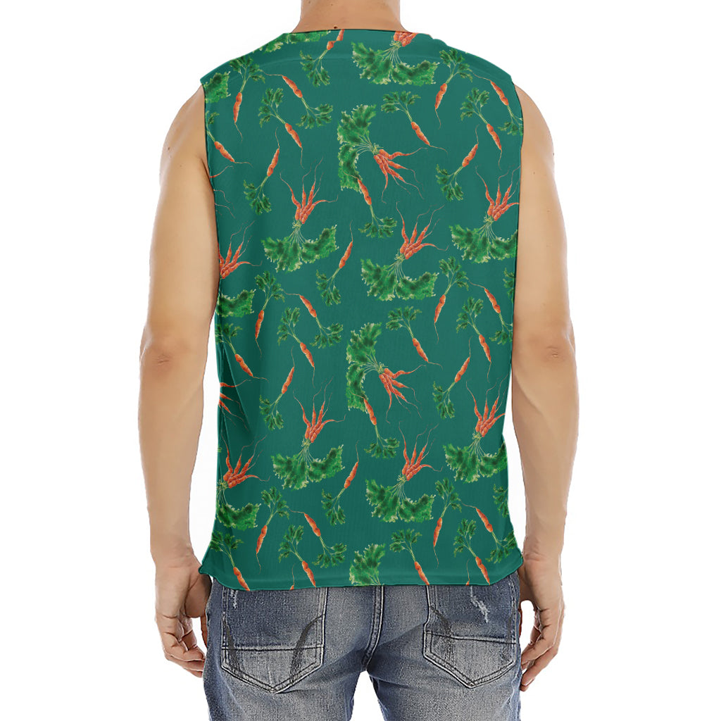 Watercolor Carrot Pattern Print Men's Fitness Tank Top