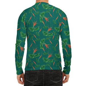 Watercolor Carrot Pattern Print Men's Long Sleeve Rash Guard