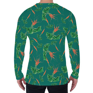 Watercolor Carrot Pattern Print Men's Long Sleeve T-Shirt