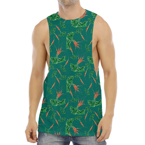 Watercolor Carrot Pattern Print Men's Muscle Tank Top