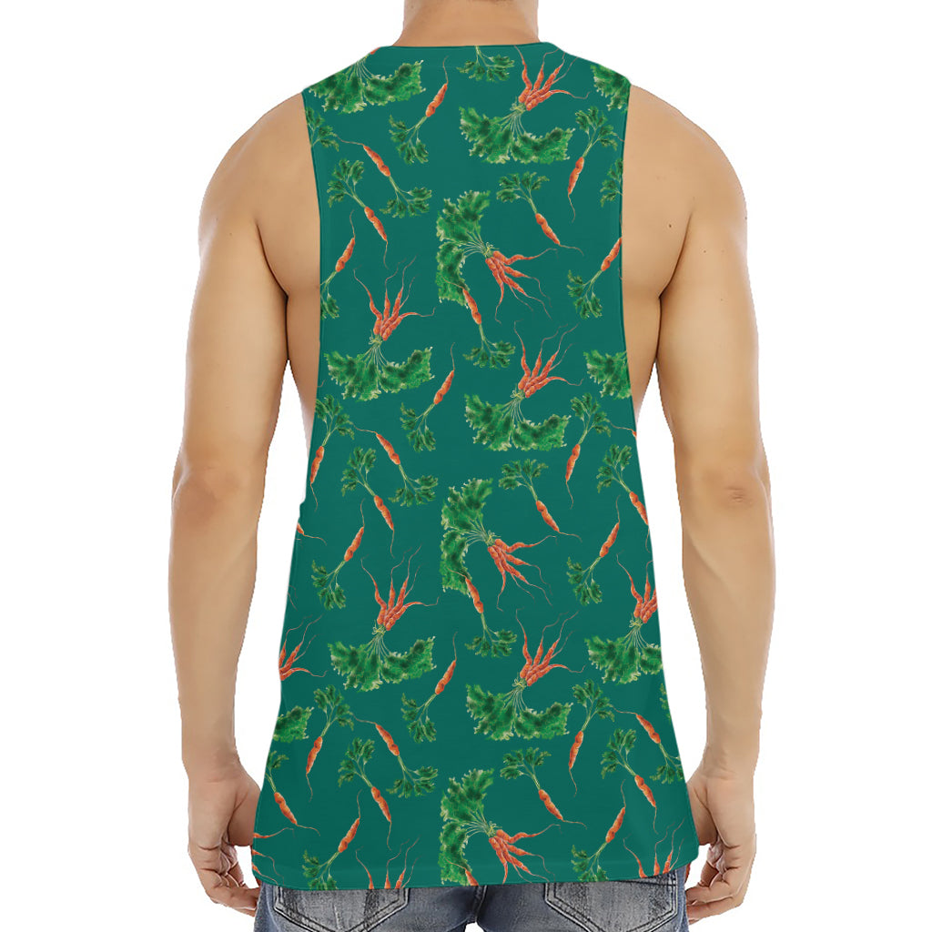 Watercolor Carrot Pattern Print Men's Muscle Tank Top