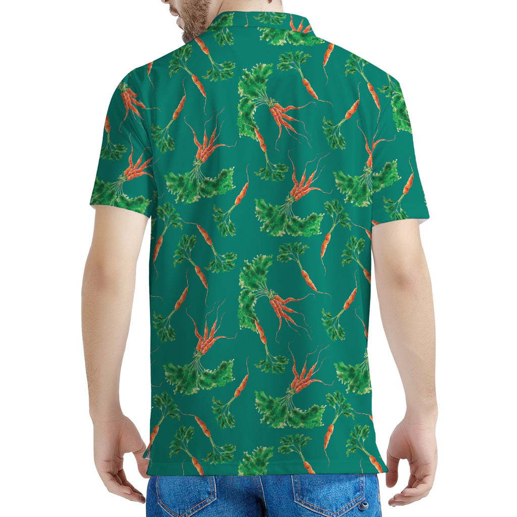 Watercolor Carrot Pattern Print Men's Polo Shirt