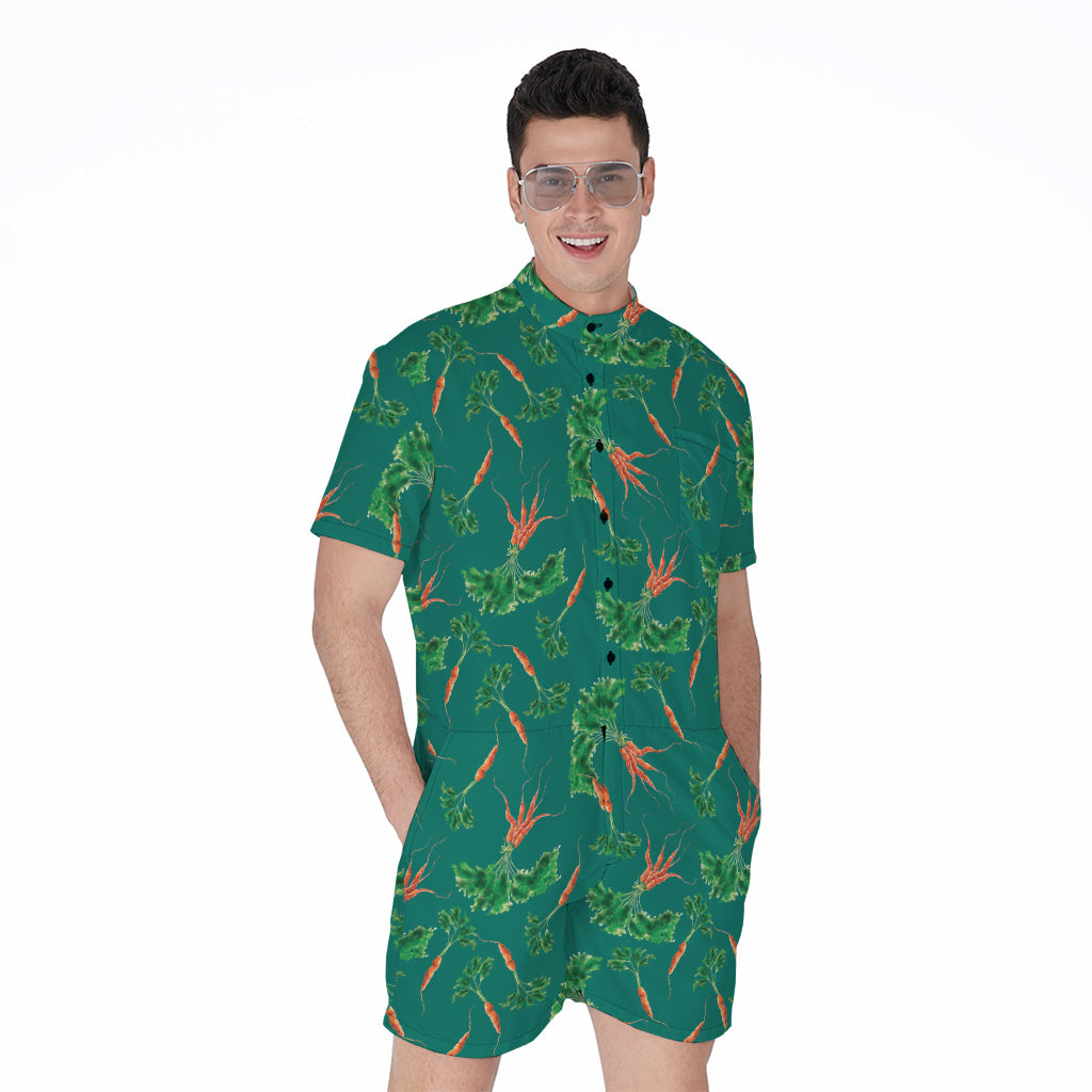 Watercolor Carrot Pattern Print Men's Rompers