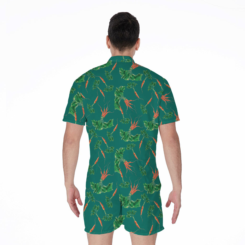 Watercolor Carrot Pattern Print Men's Rompers