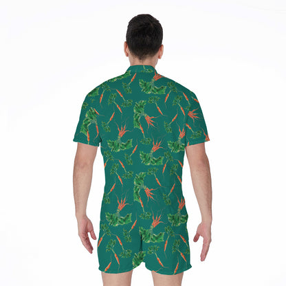Watercolor Carrot Pattern Print Men's Rompers