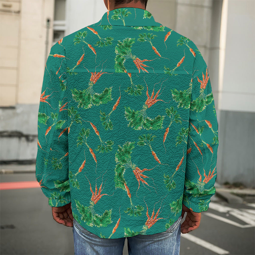 Watercolor Carrot Pattern Print Men's Shirt Jacket