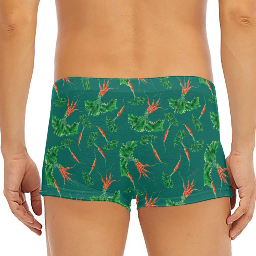 Watercolor Carrot Pattern Print Men's Short Boxer Briefs