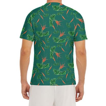 Watercolor Carrot Pattern Print Men's Short Sleeve Rash Guard