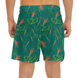 Watercolor Carrot Pattern Print Men's Split Running Shorts