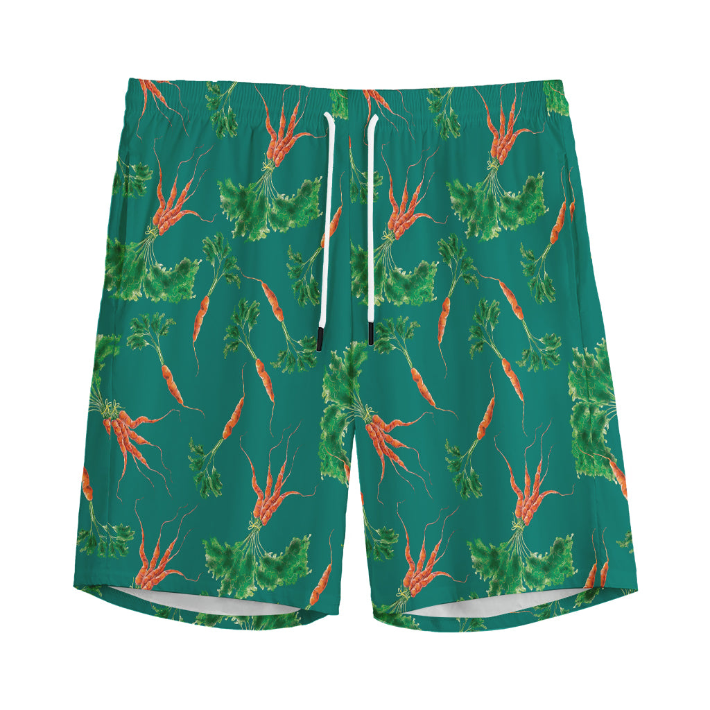 Watercolor Carrot Pattern Print Men's Sports Shorts