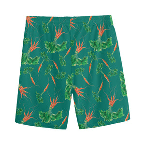 Watercolor Carrot Pattern Print Men's Sports Shorts