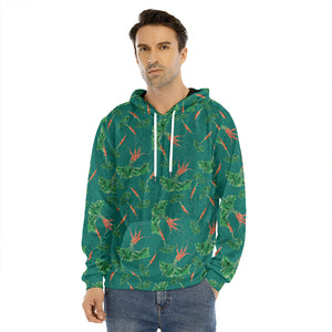 Watercolor Carrot Pattern Print Men's Velvet Pullover Hoodie