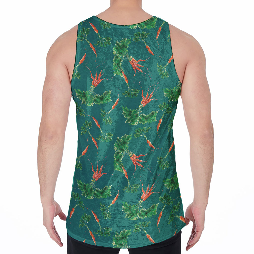 Watercolor Carrot Pattern Print Men's Velvet Tank Top