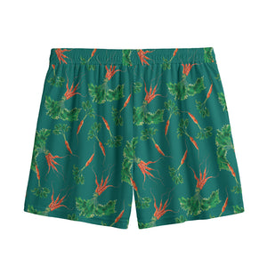 Watercolor Carrot Pattern Print Mesh Shorts