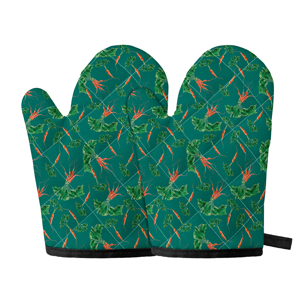 Watercolor Carrot Pattern Print Oven Mitts