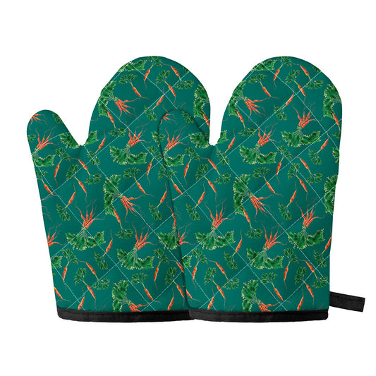 Watercolor Carrot Pattern Print Oven Mitts
