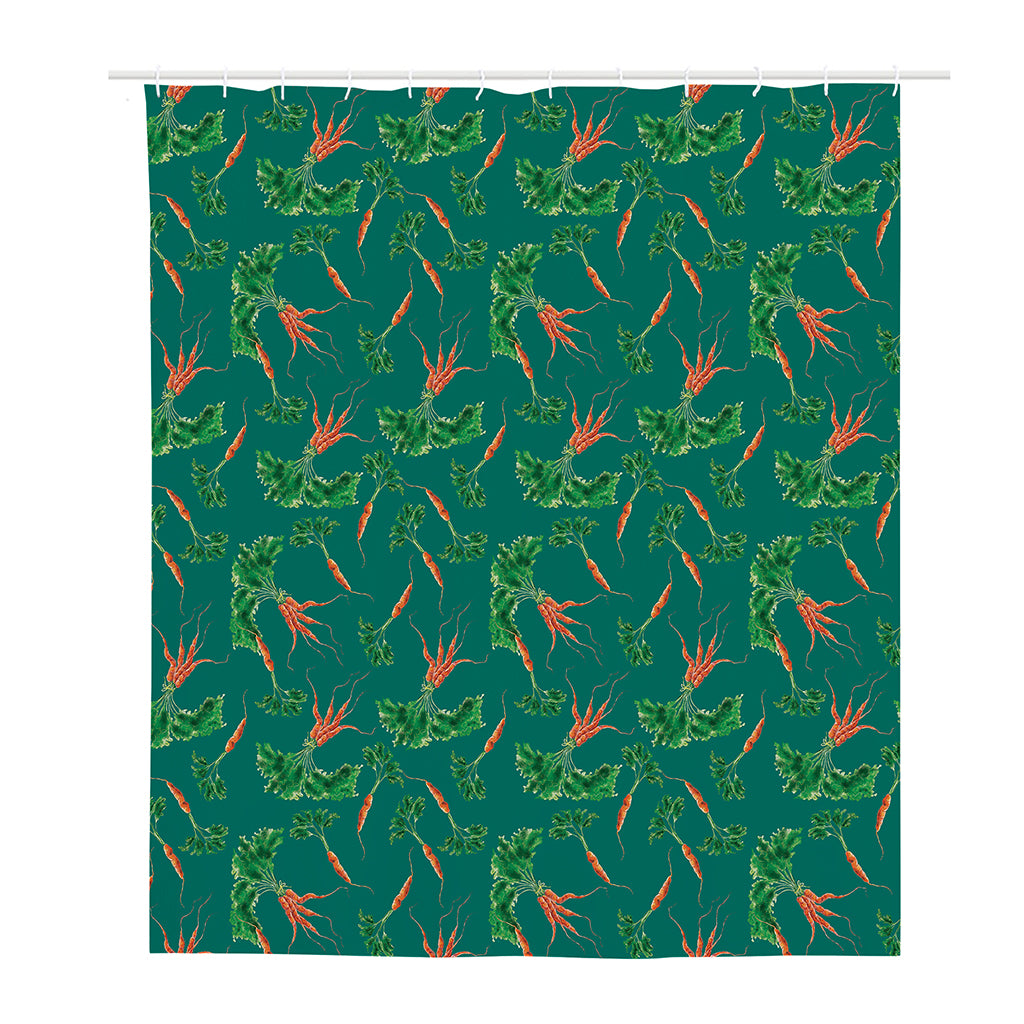 Watercolor Carrot Pattern Print Polyester Shower Curtain