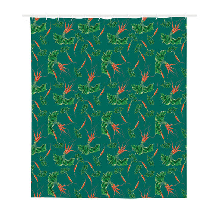 Watercolor Carrot Pattern Print Polyester Shower Curtain