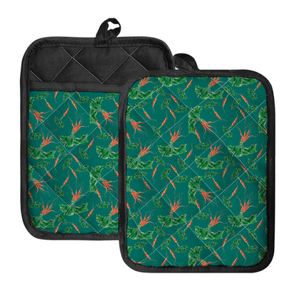 Watercolor Carrot Pattern Print Pot Holders With Pocket