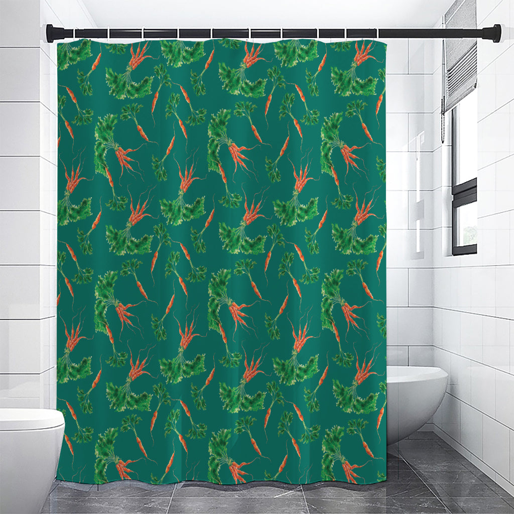 Watercolor Carrot Pattern Print Premium Shower Curtain