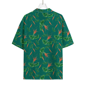 Watercolor Carrot Pattern Print Rayon Hawaiian Shirt