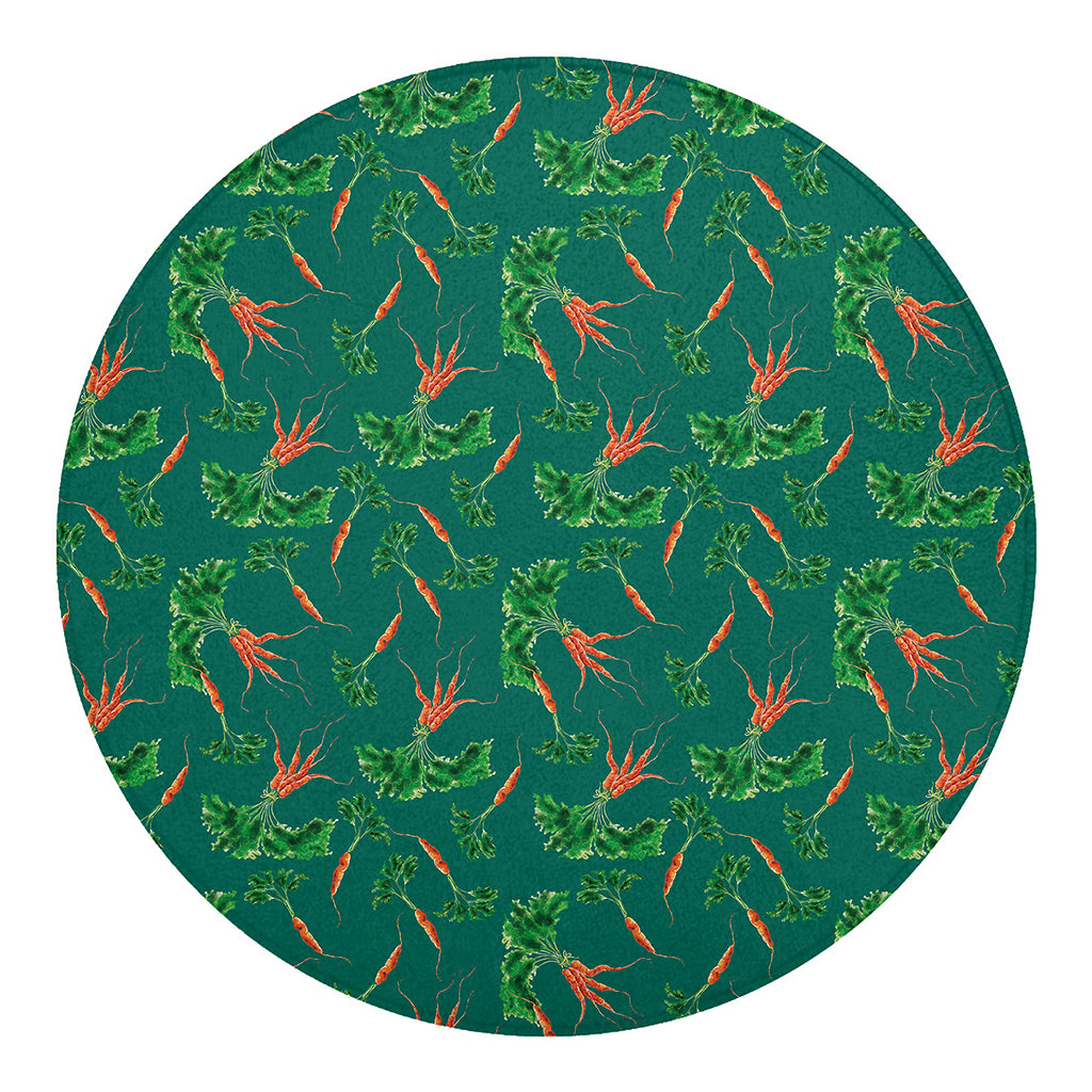 Watercolor Carrot Pattern Print Round Blanket