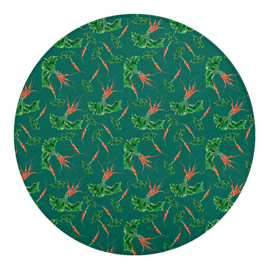 Watercolor Carrot Pattern Print Round Blanket