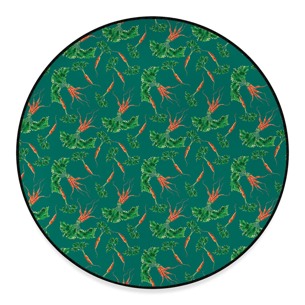 Watercolor Carrot Pattern Print Round Floor Mat