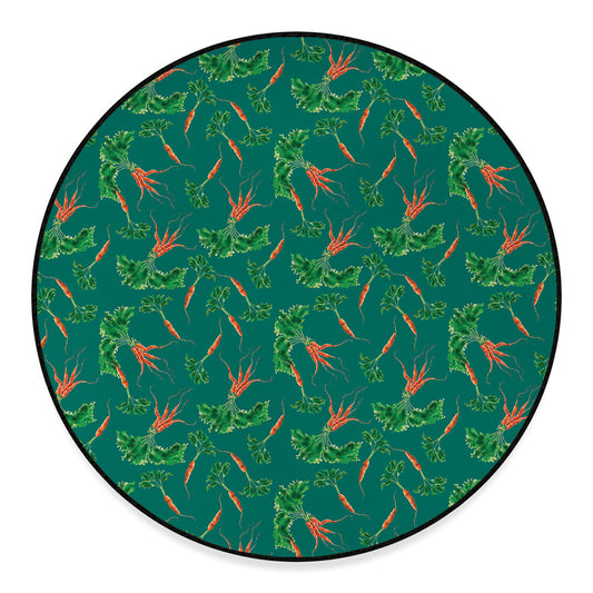 Watercolor Carrot Pattern Print Round Floor Mat