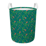 Watercolor Carrot Pattern Print Round Laundry Basket
