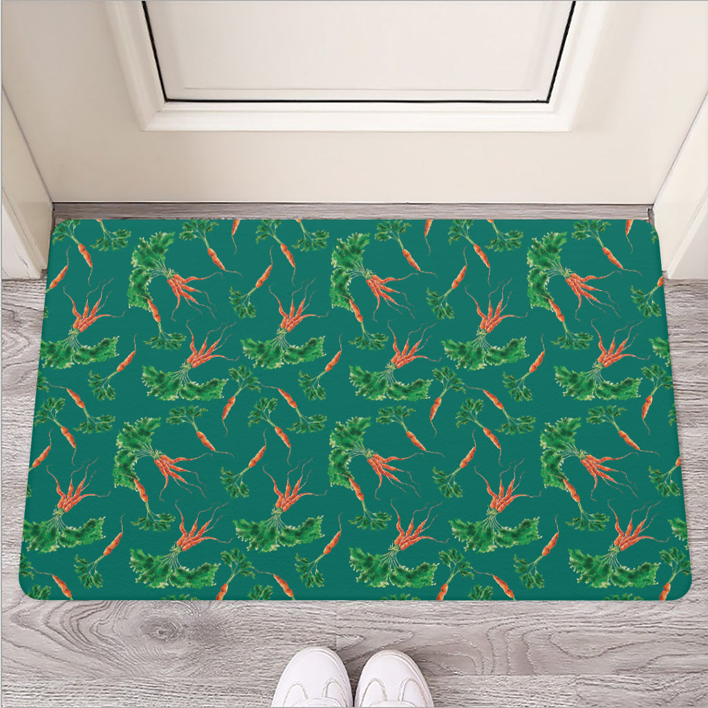 Watercolor Carrot Pattern Print Rubber Doormat