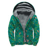 Watercolor Carrot Pattern Print Sherpa Lined Zip Up Hoodie