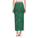 Watercolor Carrot Pattern Print Side Slit Maxi Skirt