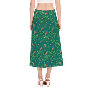 Watercolor Carrot Pattern Print Side Slit Midi Skirt