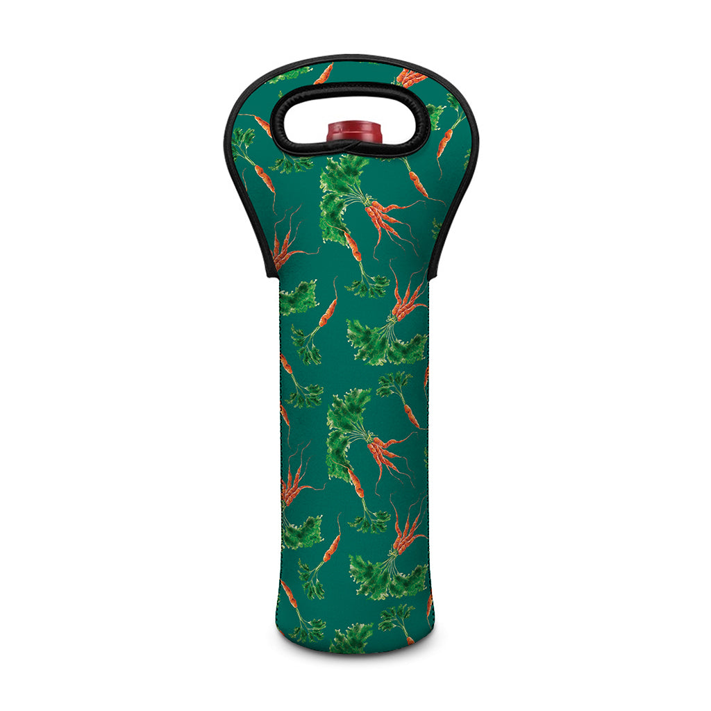 Watercolor Carrot Pattern Print Single Neoprene Wine Tote