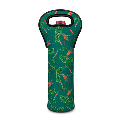 Watercolor Carrot Pattern Print Single Neoprene Wine Tote