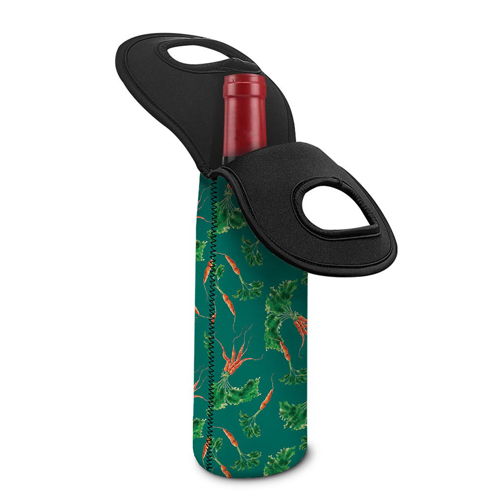 Watercolor Carrot Pattern Print Single Neoprene Wine Tote