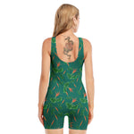 Watercolor Carrot Pattern Print Sleeveless One Piece Swimsuit