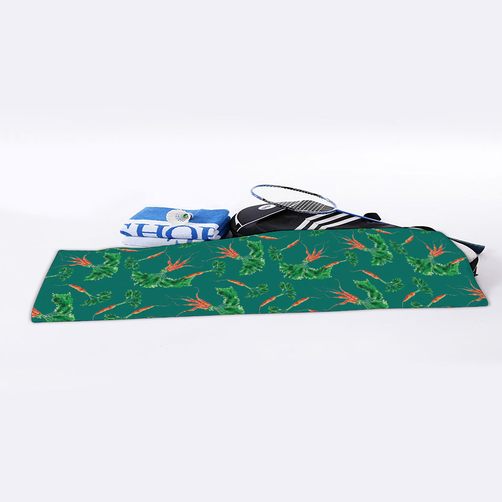 Watercolor Carrot Pattern Print Sports Towel